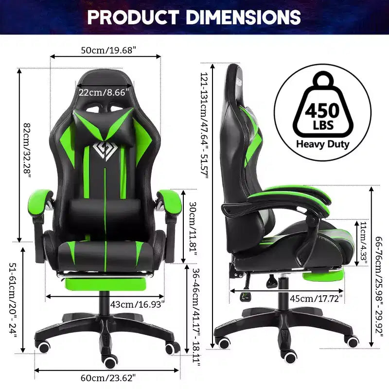 Hoffree Comfort Massage Racing Gaming Chair Ergonomic Office PC Chair with Footrest & RGB Light