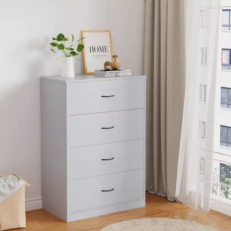 SUGIFT Dresser with 4 Drawers Small Wooden Dresser Vertical Storage Organizer for Bedroom
