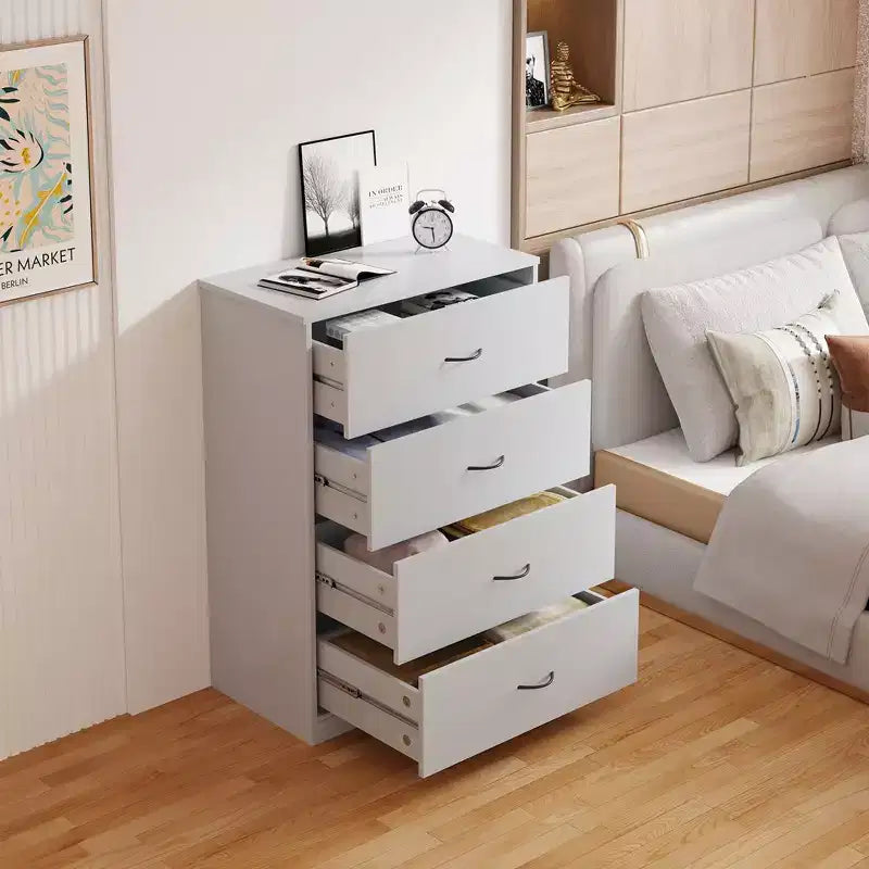 SUGIFT Dresser with 4 Drawers Small Wooden Dresser Vertical Storage Organizer for Bedroom