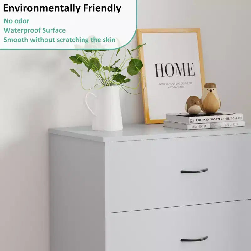 SUGIFT Dresser with 4 Drawers Small Wooden Dresser Vertical Storage Organizer for Bedroom