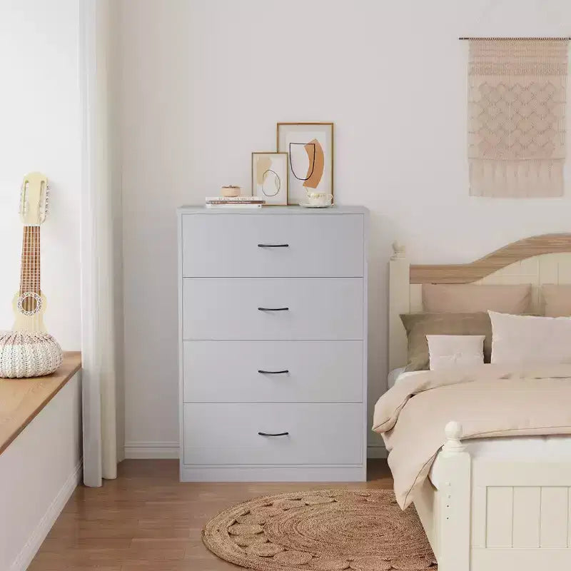 SUGIFT Dresser with 4 Drawers Small Wooden Dresser Vertical Storage Organizer for Bedroom