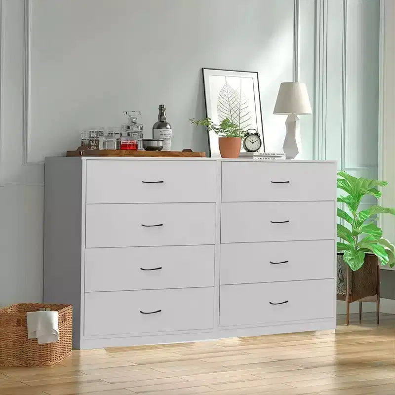 SUGIFT Dresser with 4 Drawers Small Wooden Dresser Vertical Storage Organizer for Bedroom