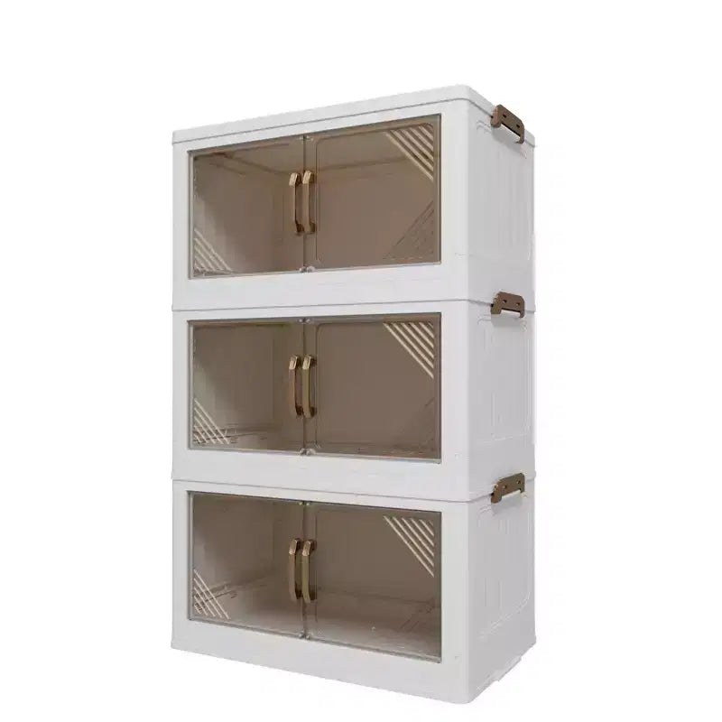 Boîte de rangement pliable transparente de 55 cm de large pour porte, organisateur à 3 niveaux de grande capacité, accès facile, essentielle pour le déménagement, conception pliable peu encombrante