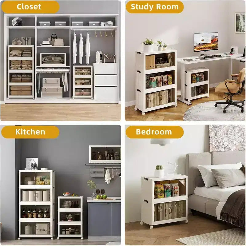 Boîte de rangement pliable transparente de 55 cm de large pour porte, organisateur à 3 niveaux de grande capacité, accès facile, essentielle pour le déménagement, conception pliable peu encombrante