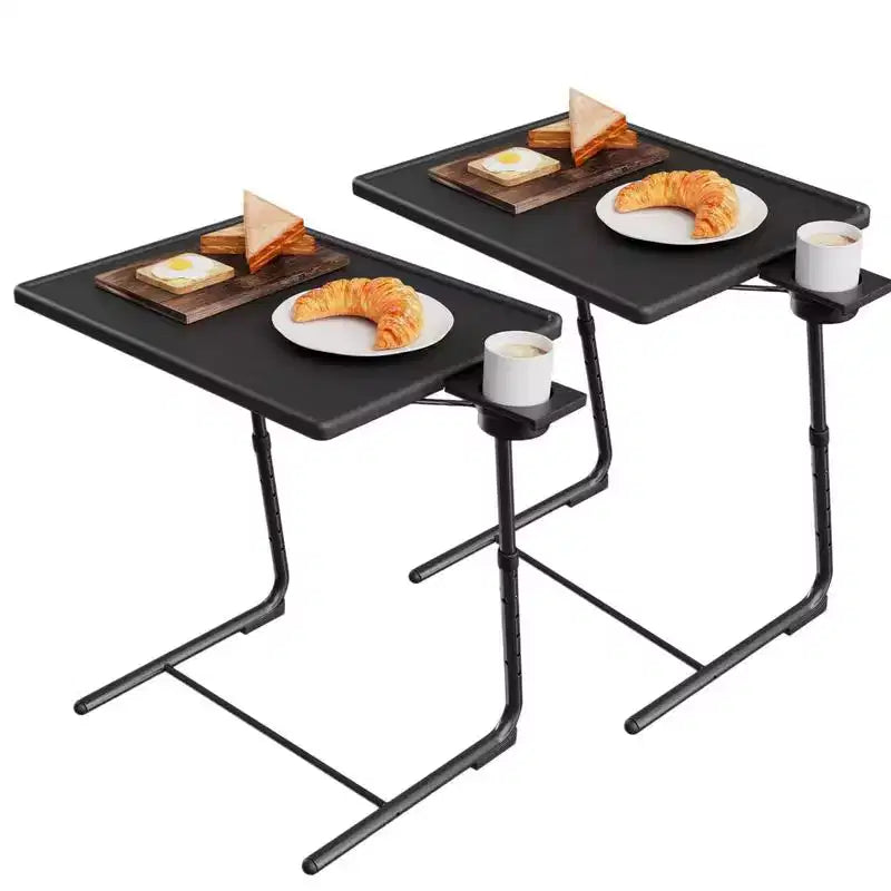 Adjustable TV Tray Table (2 Pack) - Folding table for bed & sofa with 6 height settings and 3 tilt angles