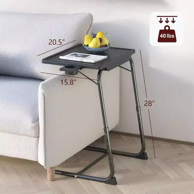 Adjustable TV Tray Table (2 Pack) - Folding table for bed & sofa with 6 height settings and 3 tilt angles