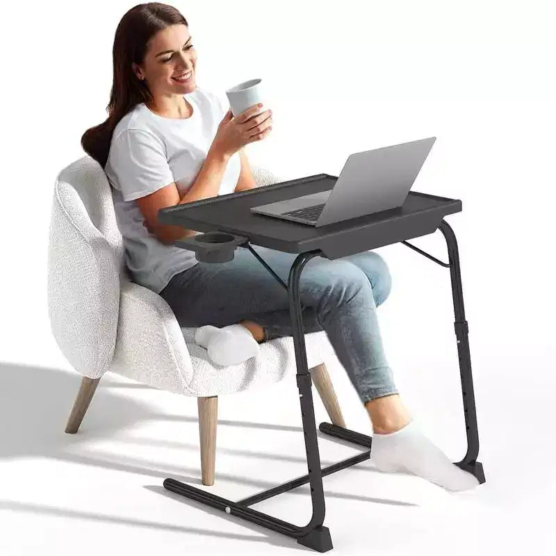 Adjustable TV Tray Table (2 Pack) - Folding table for bed & sofa with 6 height settings and 3 tilt angles
