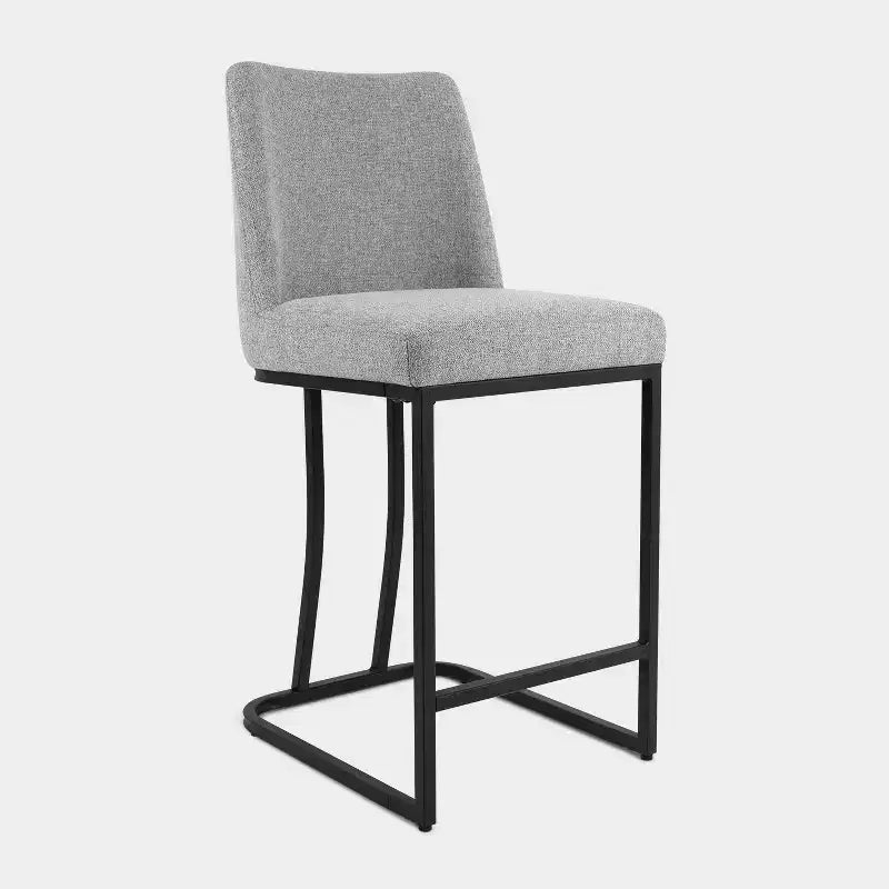 Tabouret de comptoir rembourré Vatros avec structure en métal, tabourets de bar en lin