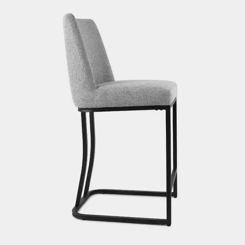 Tabouret de comptoir rembourré Vatros avec structure en métal, tabourets de bar en lin