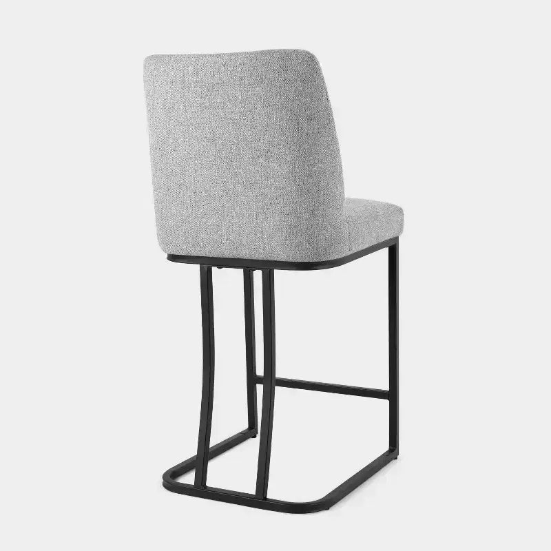 Tabouret de comptoir rembourré Vatros avec structure en métal, tabourets de bar en lin