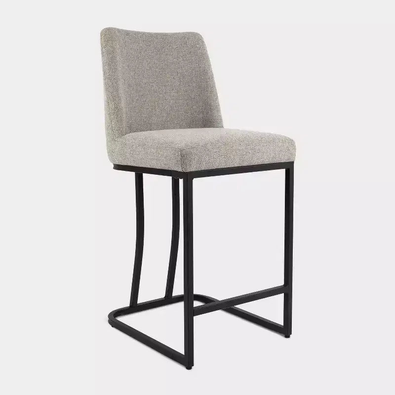 Tabouret de comptoir rembourré Vatros avec structure en métal, tabourets de bar en lin