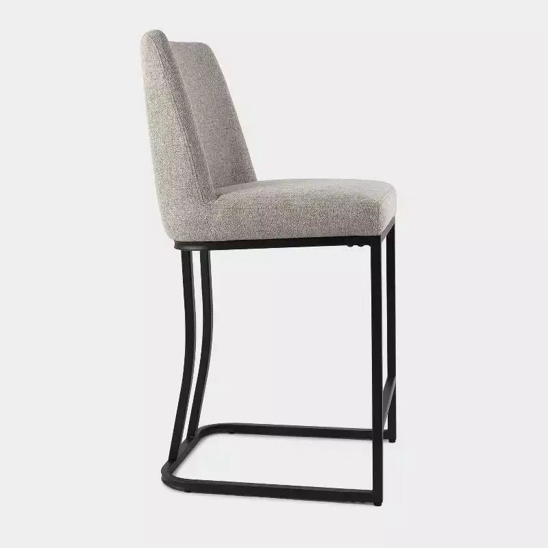 Tabouret de comptoir rembourré Vatros avec structure en métal, tabourets de bar en lin