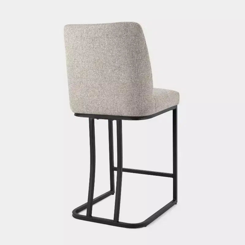 Tabouret de comptoir rembourré Vatros avec structure en métal, tabourets de bar en lin