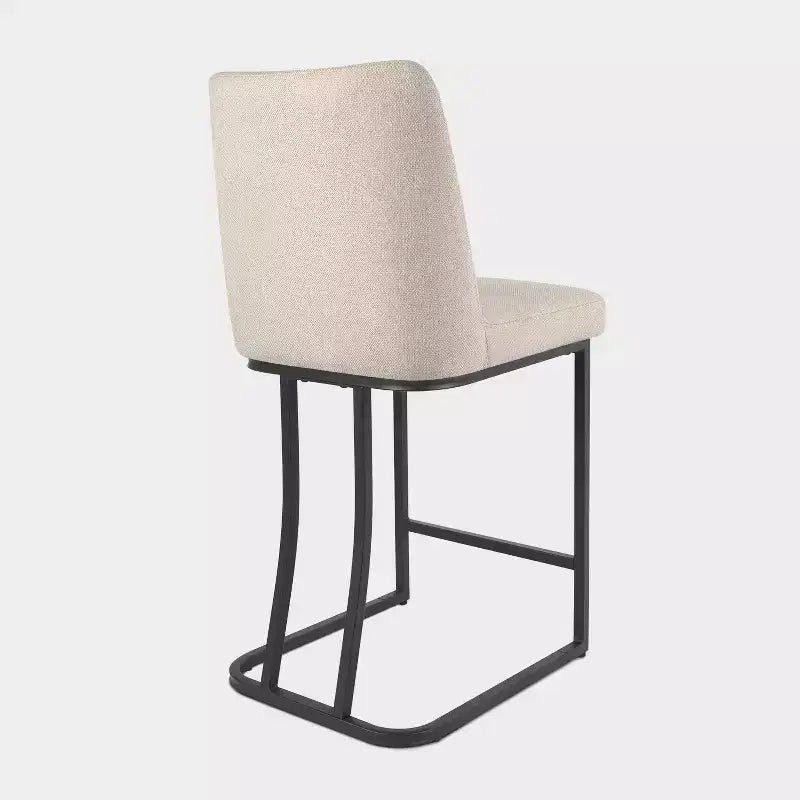 Tabouret de comptoir rembourré Vatros avec structure en métal, tabourets de bar en lin