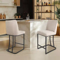 Vatros Upholstered Counter Stool with Metal Frame Linen Bar Stools