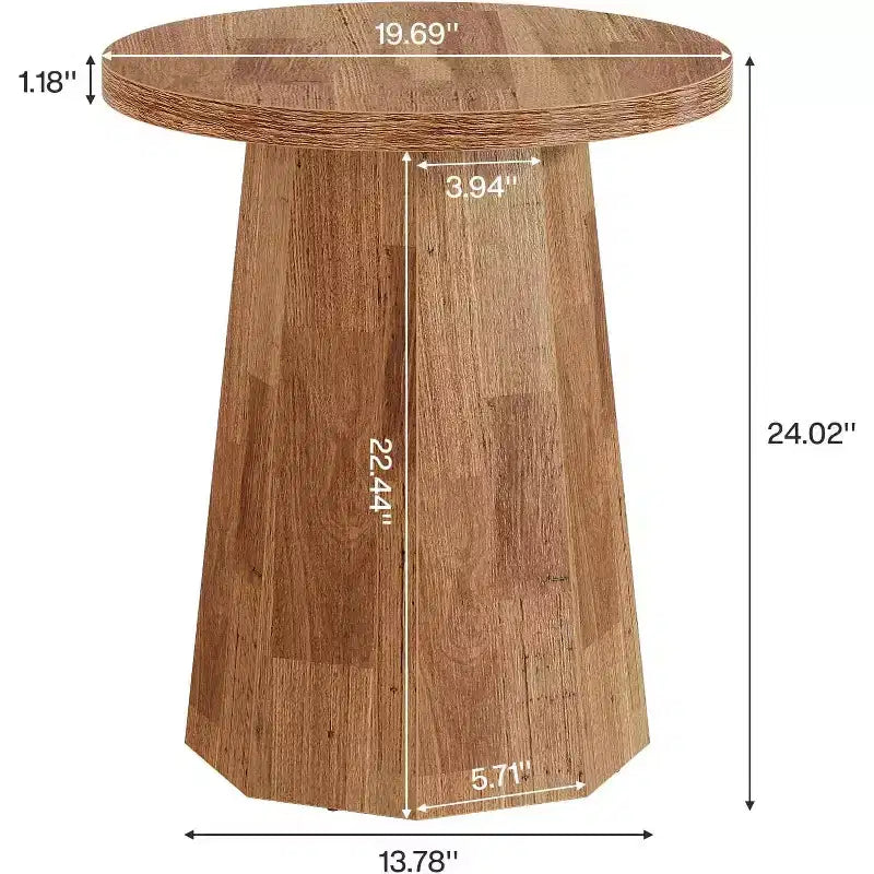 Table d'appoint ronde en bois Lantine Farmhouse avec piètement octogonal
