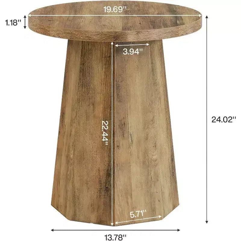 Table d'appoint ronde en bois Lantine Farmhouse avec piètement octogonal