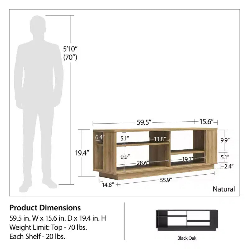 Ameriwood Home Knowle Contemporary TV Stand for TVs up to 60