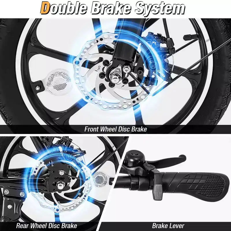 Costway 16 Folding E-Bike Portable Electric Bicycle with Peak 650 W Brushless Motor