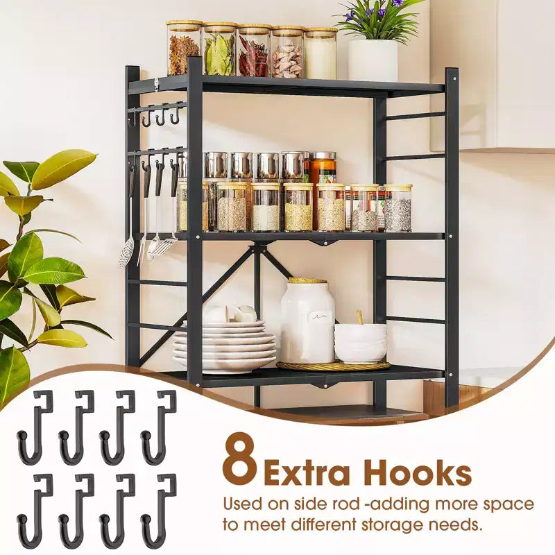 SUGIFT Foldable Storage Shelves with Wheels Heavy Duty Metal Rack 4 Tier or 5 Tier Rolling Organizer for Garage Kitchen Office No Assembly