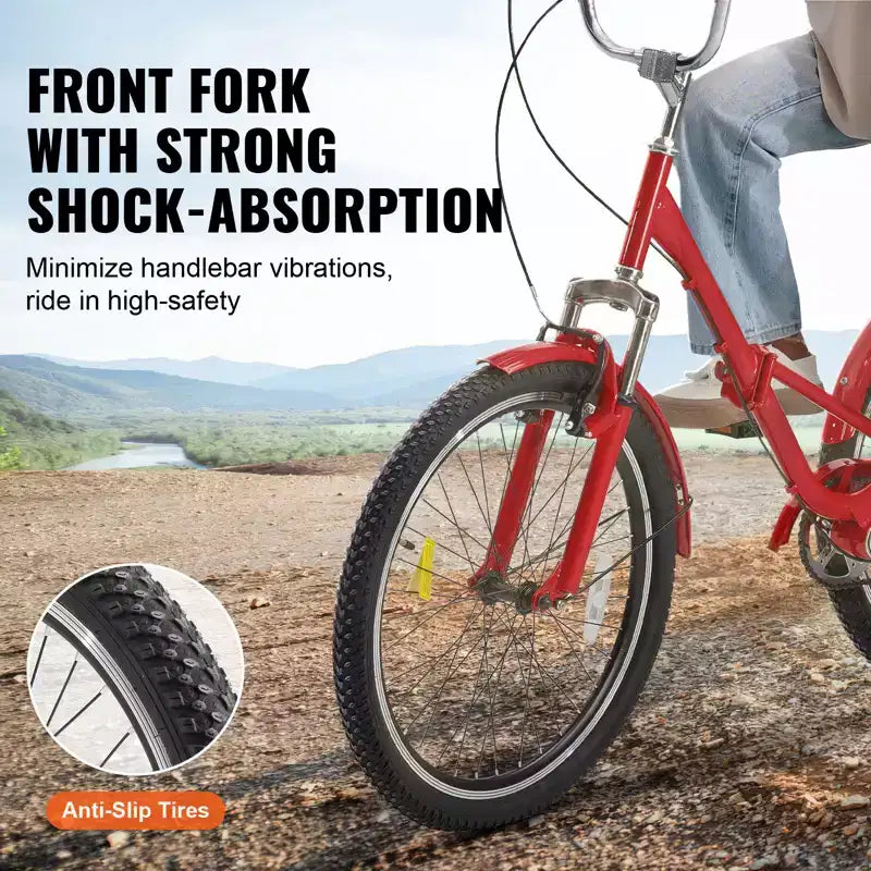 VEVOR Folding Adult Tricycle, 24-Inch Adult Folding Trikes, Carbon Steel 3 Wheel Cruiser Bike with Large Basket & Adjustable Seat