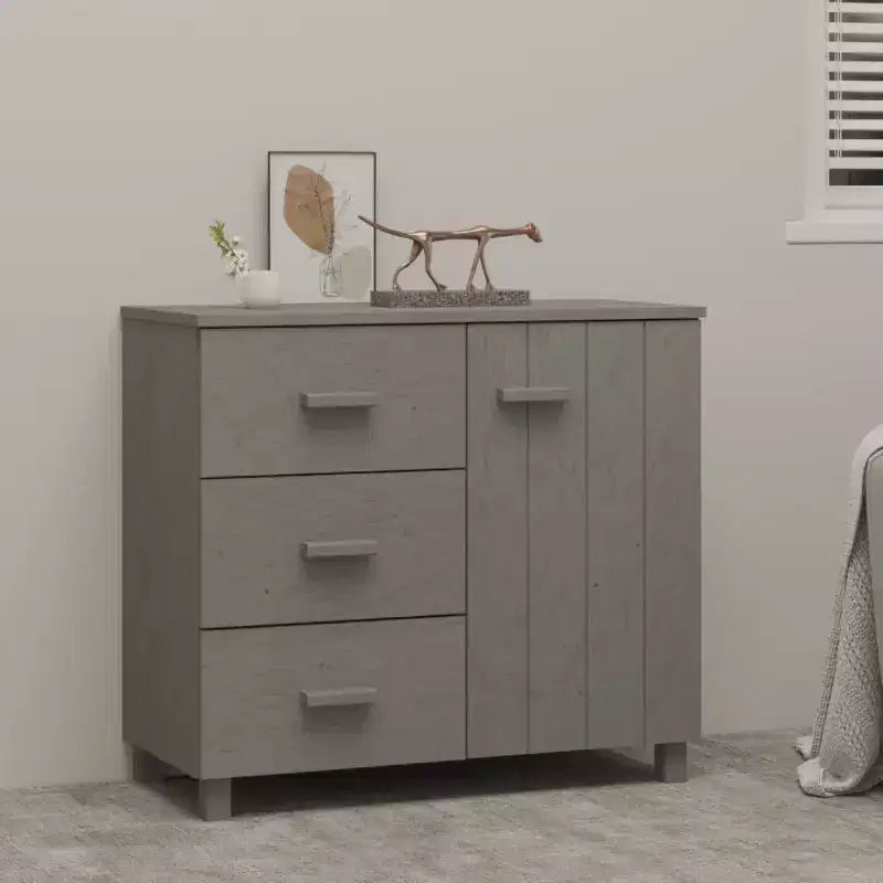 vidaXL Sideboard Buffet Cabinet with Storage for Kitchen HAMAR Solid Pinewood - Light Gray