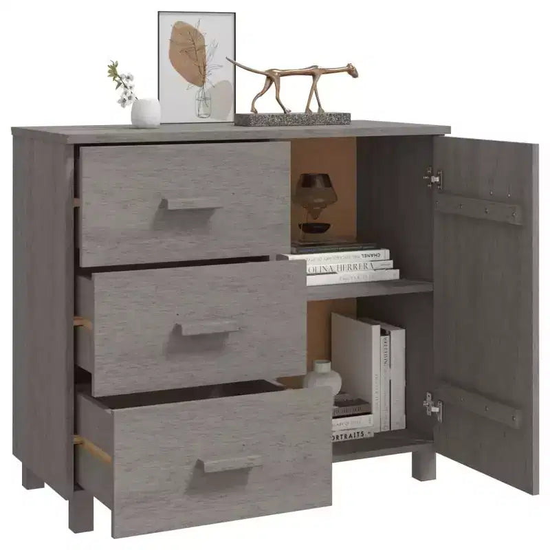 vidaXL Sideboard Buffet Cabinet with Storage for Kitchen HAMAR Solid Pinewood - Light Gray