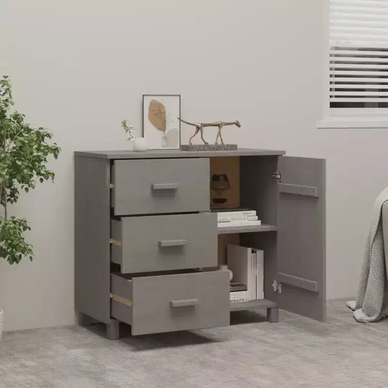 vidaXL Sideboard Buffet Cabinet with Storage for Kitchen HAMAR Solid Pinewood - Light Gray