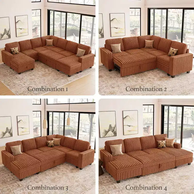 Belffin Plush Corduroy Single Module with Storage for Modular Sectional Sofa