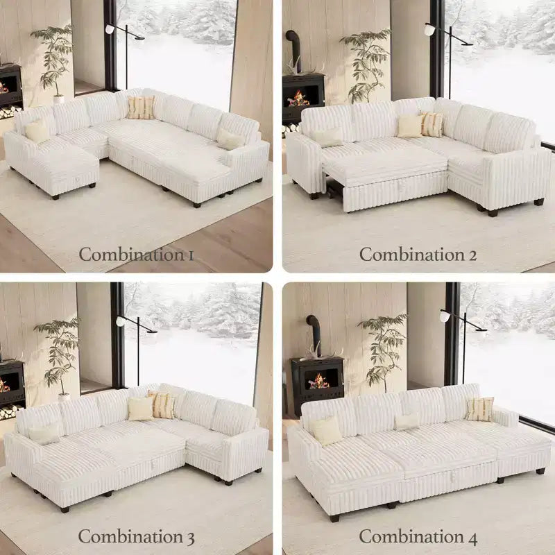 Belffin Plush Corduroy Single Module with Storage for Modular Sectional Sofa