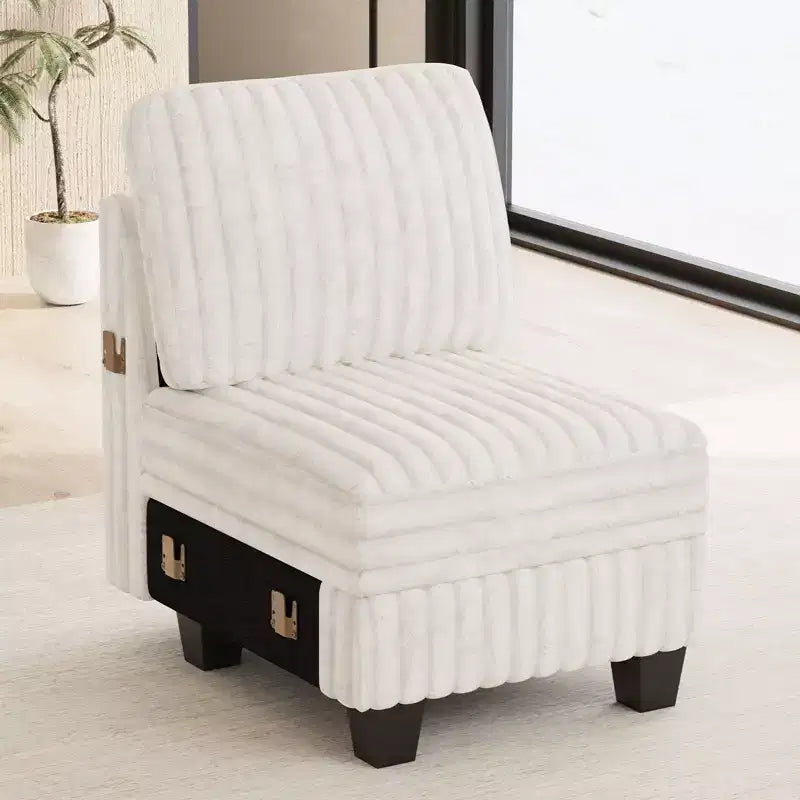 Belffin Plush Corduroy Single Module with Storage for Modular Sectional Sofa