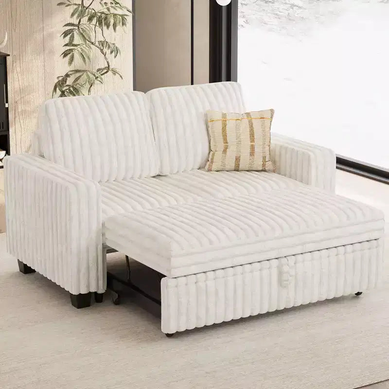 Belffin Corduroy Sectional Sleeper Sofa with Pull Out Bed Modular Sectional Loveseat Sofa Bed for Living Room