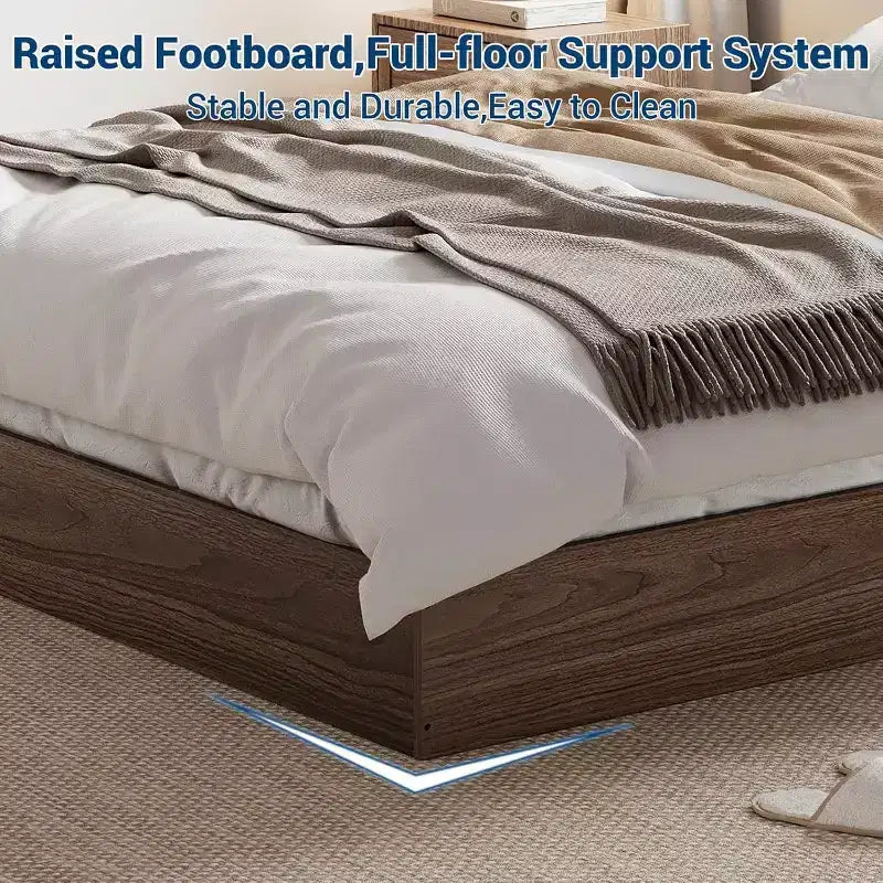 Whizmax Wood Platform Bed Frame,Wooden Bed Frame Without Headboard, Wood Slat Support,No Box Spring Needed, Easy Assembly