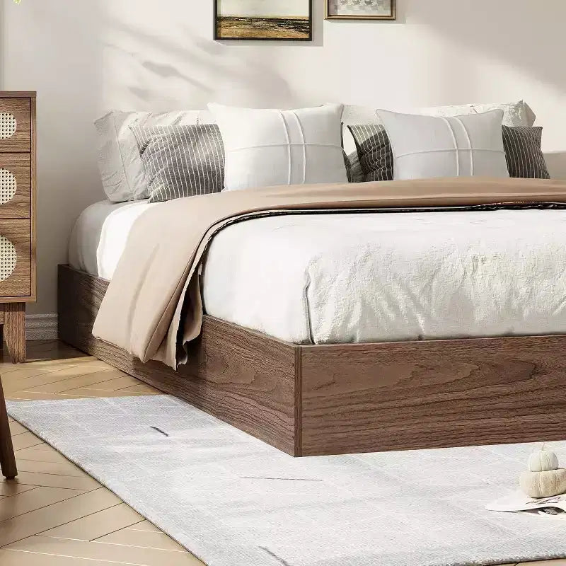 Whizmax Wood Platform Bed Frame,Wooden Bed Frame Without Headboard, Wood Slat Support,No Box Spring Needed, Easy Assembly