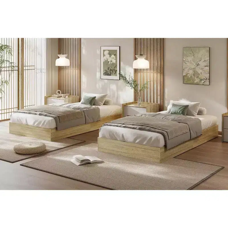 Whizmax Wood Platform Bed Frame,Wooden Bed Frame Without Headboard, Wood Slat Support,No Box Spring Needed, Easy Assembly