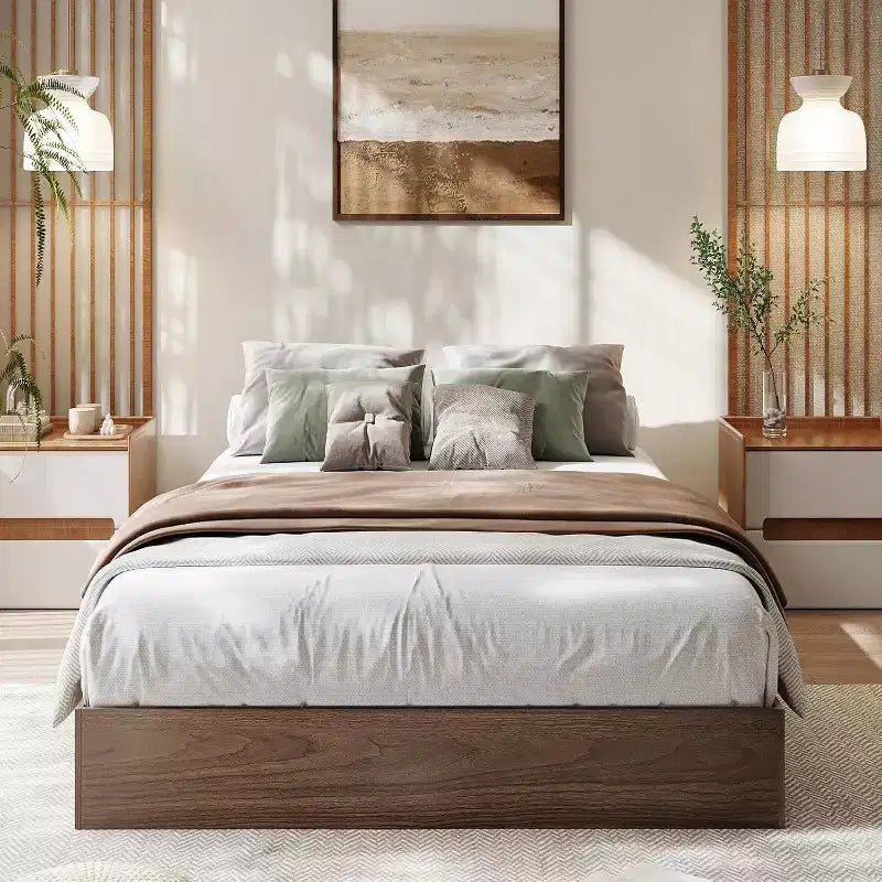 Whizmax Wood Platform Bed Frame,Wooden Bed Frame Without Headboard, Wood Slat Support,No Box Spring Needed, Easy Assembly
