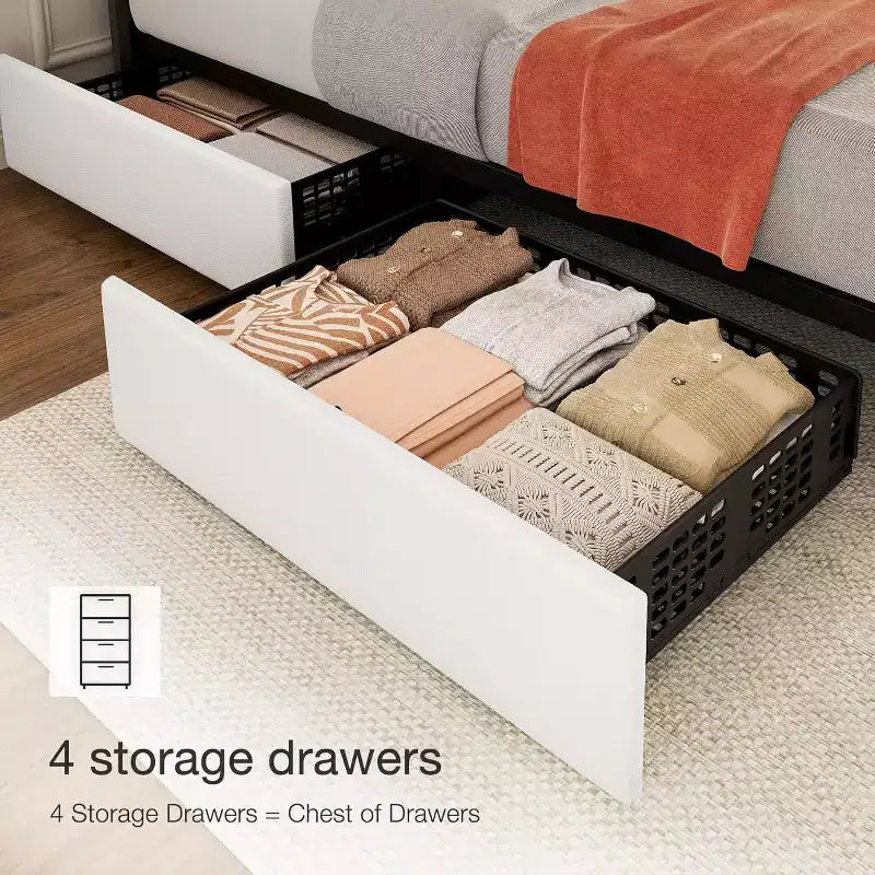 Linen Upholstered Bed Frame, Adjustable Headboard, Sturdy Wooden Slats, No Box Spring Required, Easy Assembly