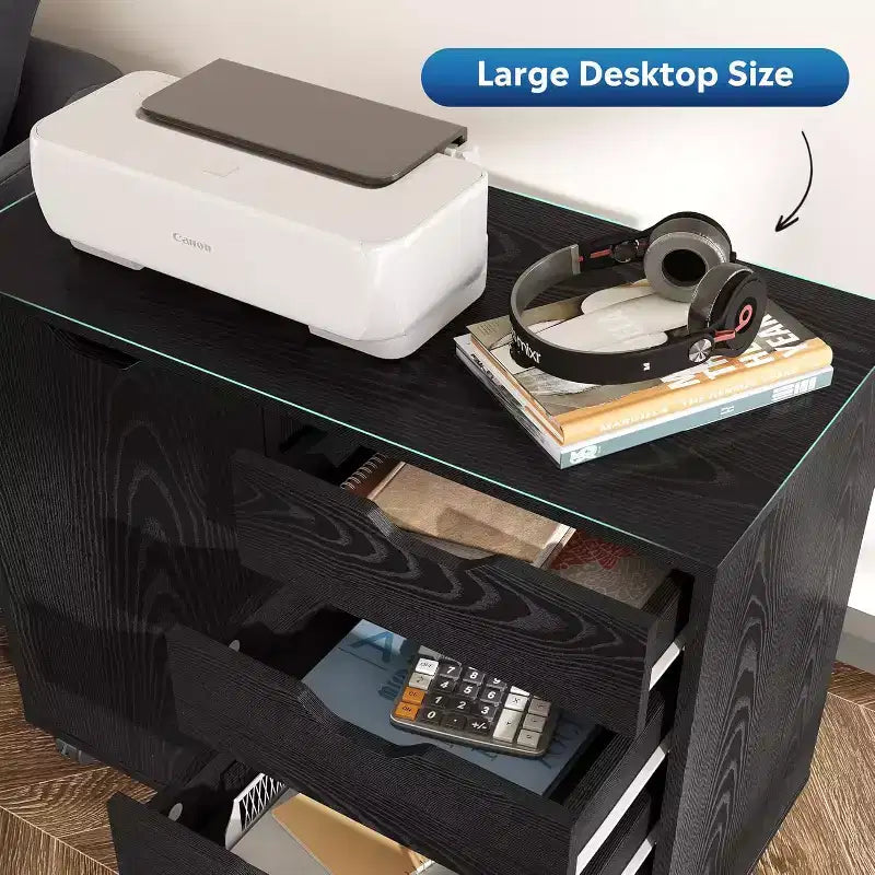 GALAXHERO Mobile File Cabinet 5-Drawer Wood Dresser Chest with Door Mobile Printer Stand for Home Office