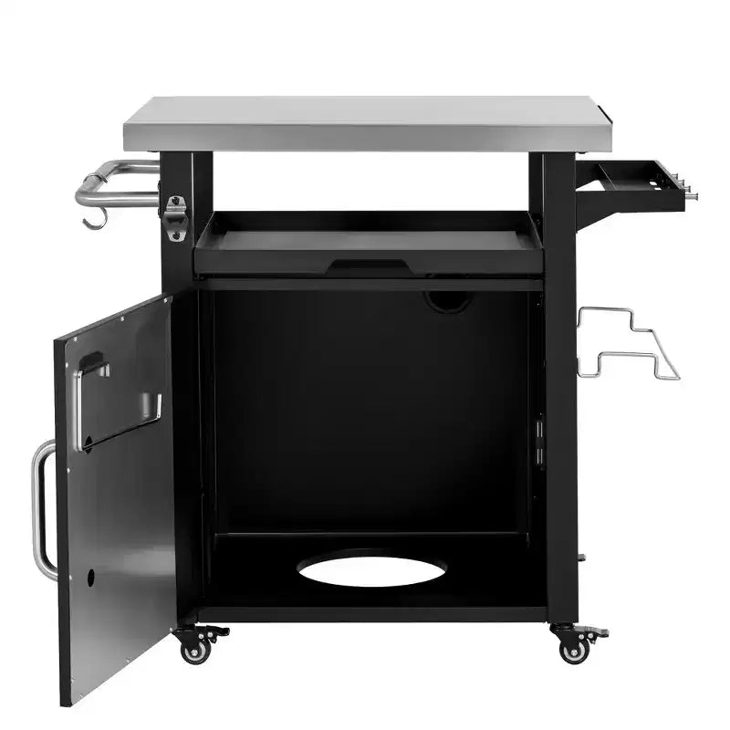 Whisen Outdoor Kitchen Island Cart with Stainless Steel Sink and Lockable Wheels
