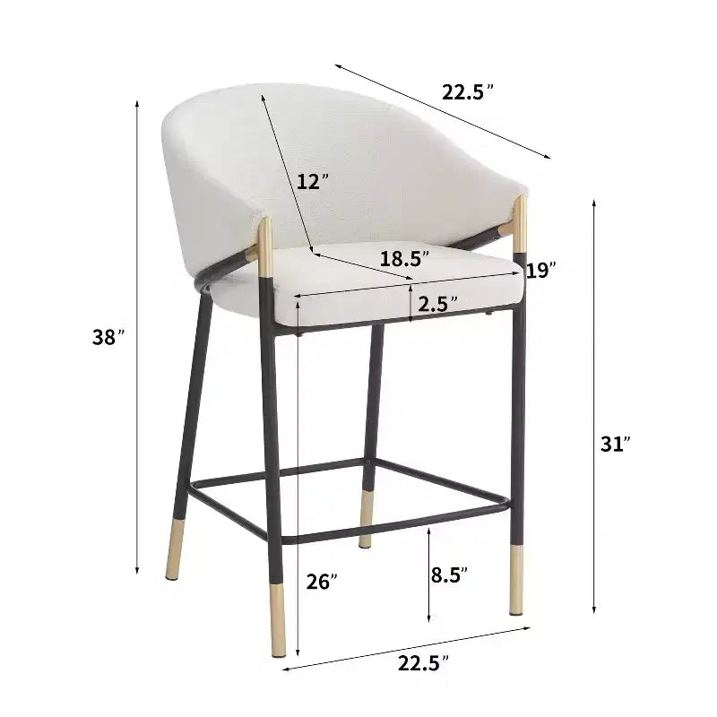 Christopher Knight Home Kalysta Modern Metal Upholstered Counter Stools with Curved Armrests (Set of 2)