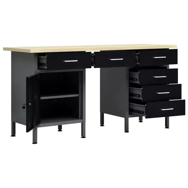 vidaXL Workbench Black 63x23.6x33.5 Steel