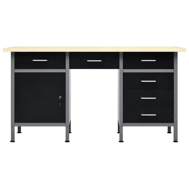 vidaXL Workbench Black 63x23.6x33.5 Steel
