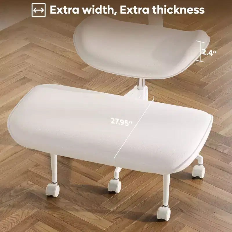 Pinmoco Chaise de bureau sans accoudoirs à pieds croisés, siège extra large, pivotant à 360°, chaise de bureau ergonomique pour la maison, le gaming et la méditation