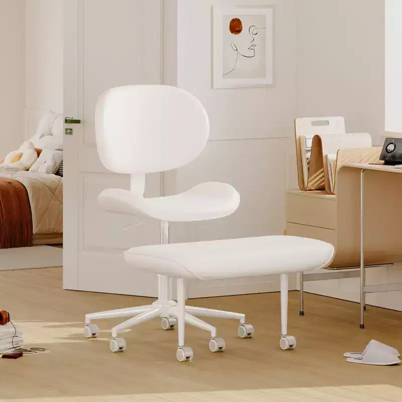 Pinmoco Chaise de bureau sans accoudoirs à pieds croisés, siège extra large, pivotant à 360°, chaise de bureau ergonomique pour la maison, le gaming et la méditation