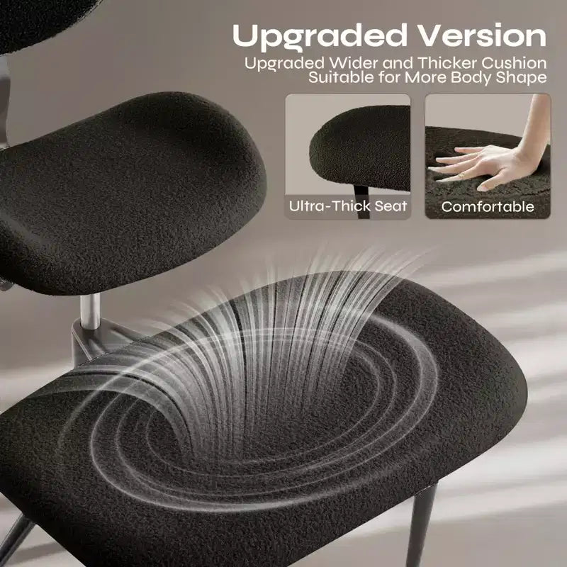 Pinmoco Chaise de bureau sans accoudoirs à pieds croisés, siège extra large, pivotant à 360°, chaise de bureau ergonomique pour la maison, le gaming et la méditation