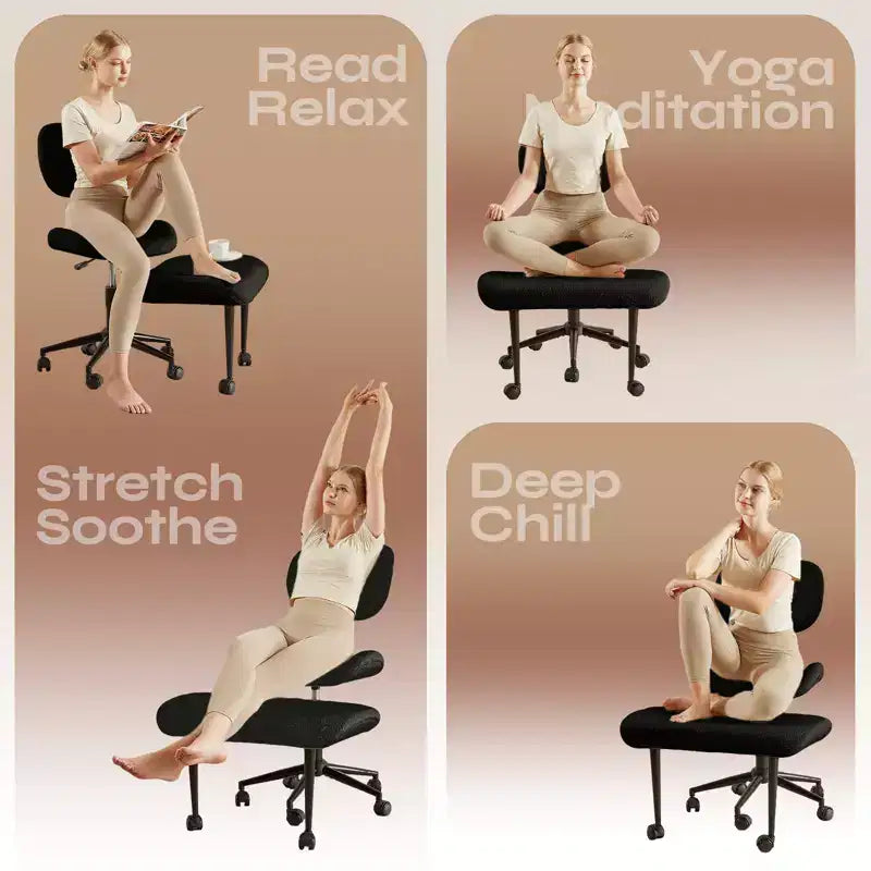 Pinmoco Chaise de bureau sans accoudoirs à pieds croisés, siège extra large, pivotant à 360°, chaise de bureau ergonomique pour la maison, le gaming et la méditation