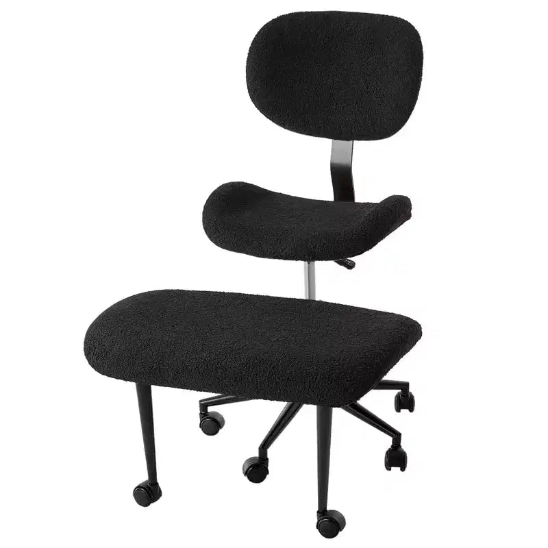 Pinmoco Chaise de bureau sans accoudoirs à pieds croisés, siège extra large, pivotant à 360°, chaise de bureau ergonomique pour la maison, le gaming et la méditation