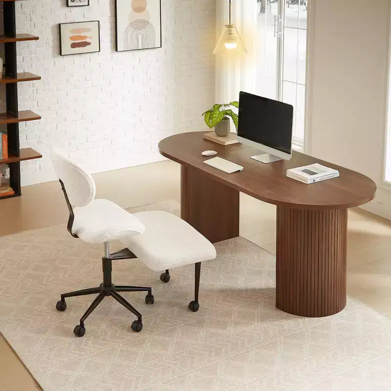 Pinmoco Chaise de bureau sans accoudoirs à pieds croisés, siège extra large, pivotant à 360°, chaise de bureau ergonomique pour la maison, le gaming et la méditation