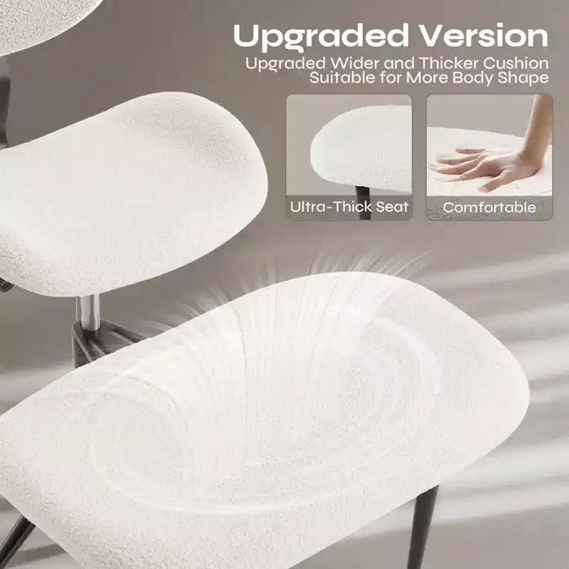 Pinmoco Chaise de bureau sans accoudoirs à pieds croisés, siège extra large, pivotant à 360°, chaise de bureau ergonomique pour la maison, le gaming et la méditation