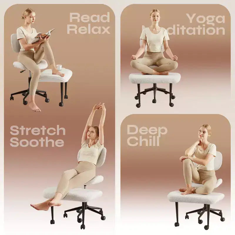 Pinmoco Chaise de bureau sans accoudoirs à pieds croisés, siège extra large, pivotant à 360°, chaise de bureau ergonomique pour la maison, le gaming et la méditation